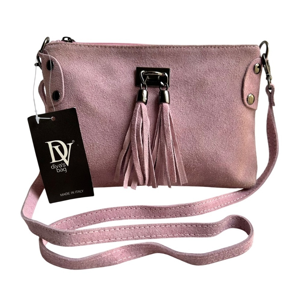 NWT Divs'a Italian Sueded Leather Tassel Crossbody Bag